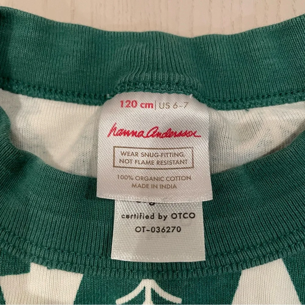 Hanna Andersson Holiday HannaJams Long John Pajama Set Winter Green Size 120 6 7